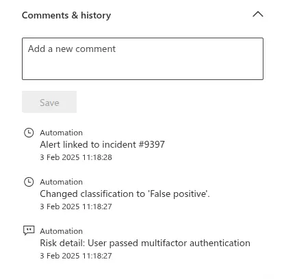 comments &amp; history and automations on alerts